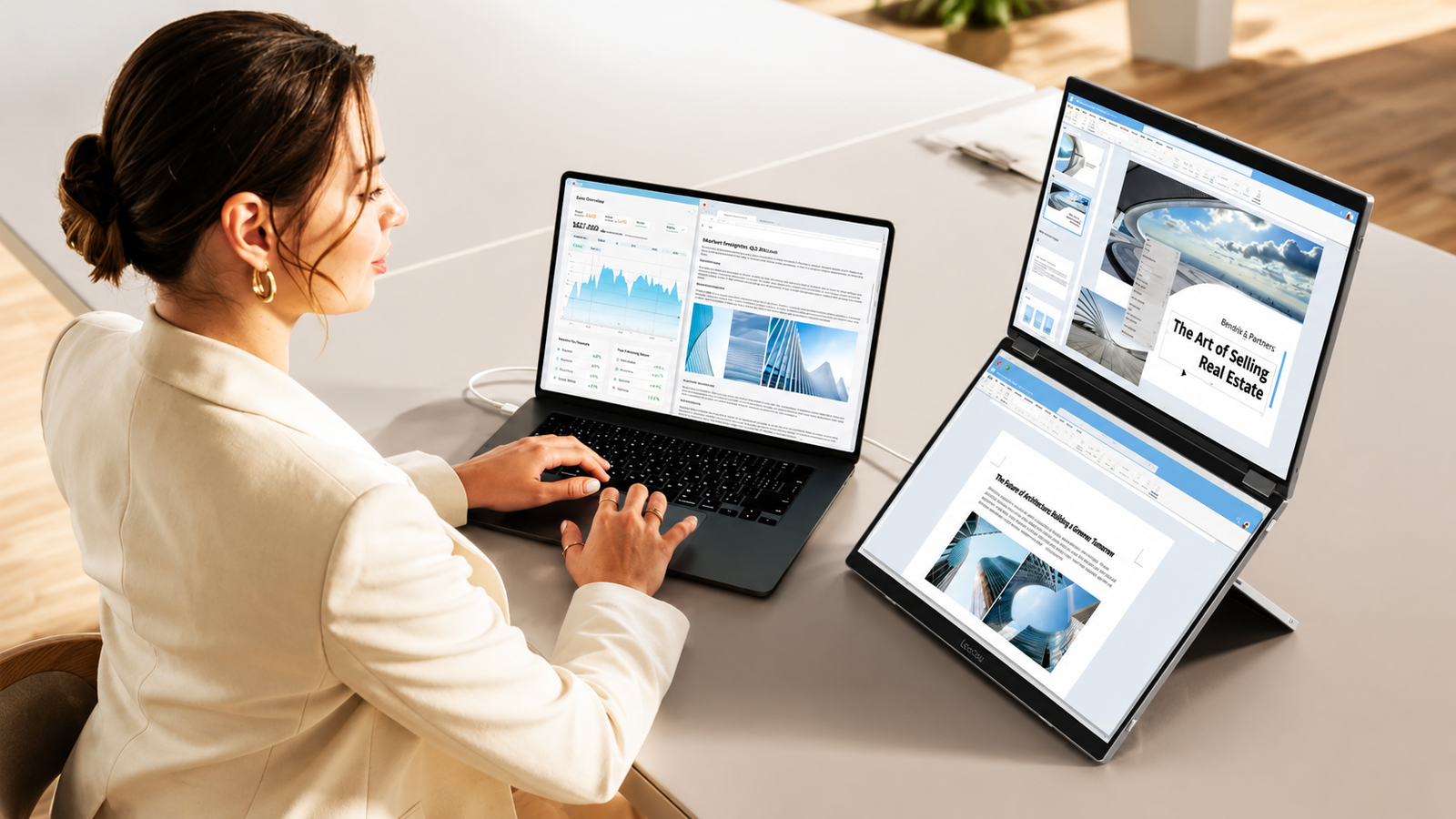Monitor dual da ViewSonic mira trabalho híbrido e mobilidade